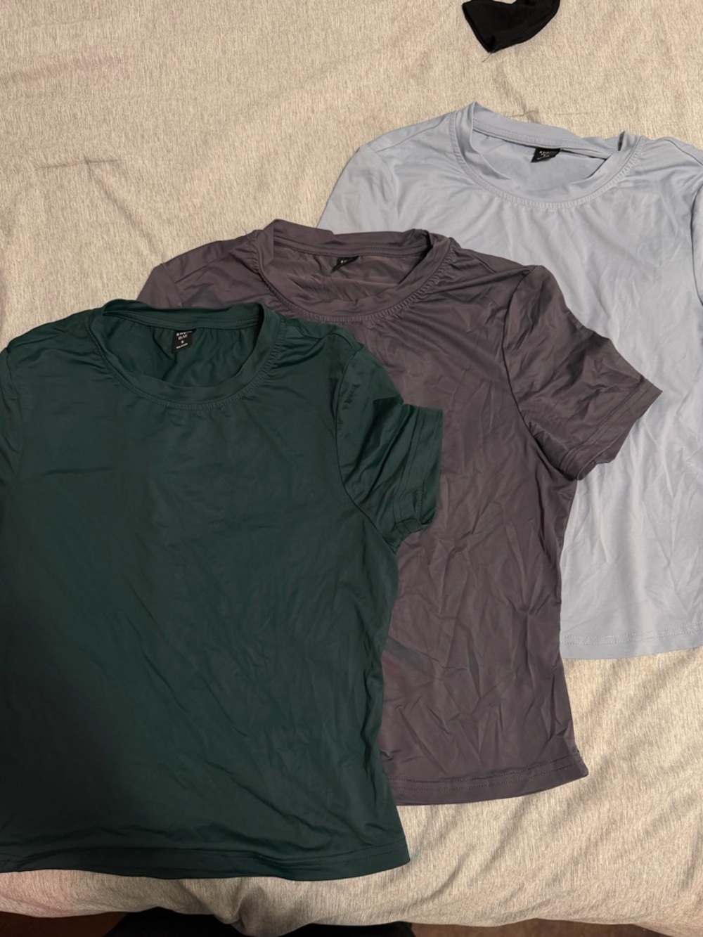 SHEIN Short Sleeve Tee Trio - Dark Green, Charcoal, Light Blue